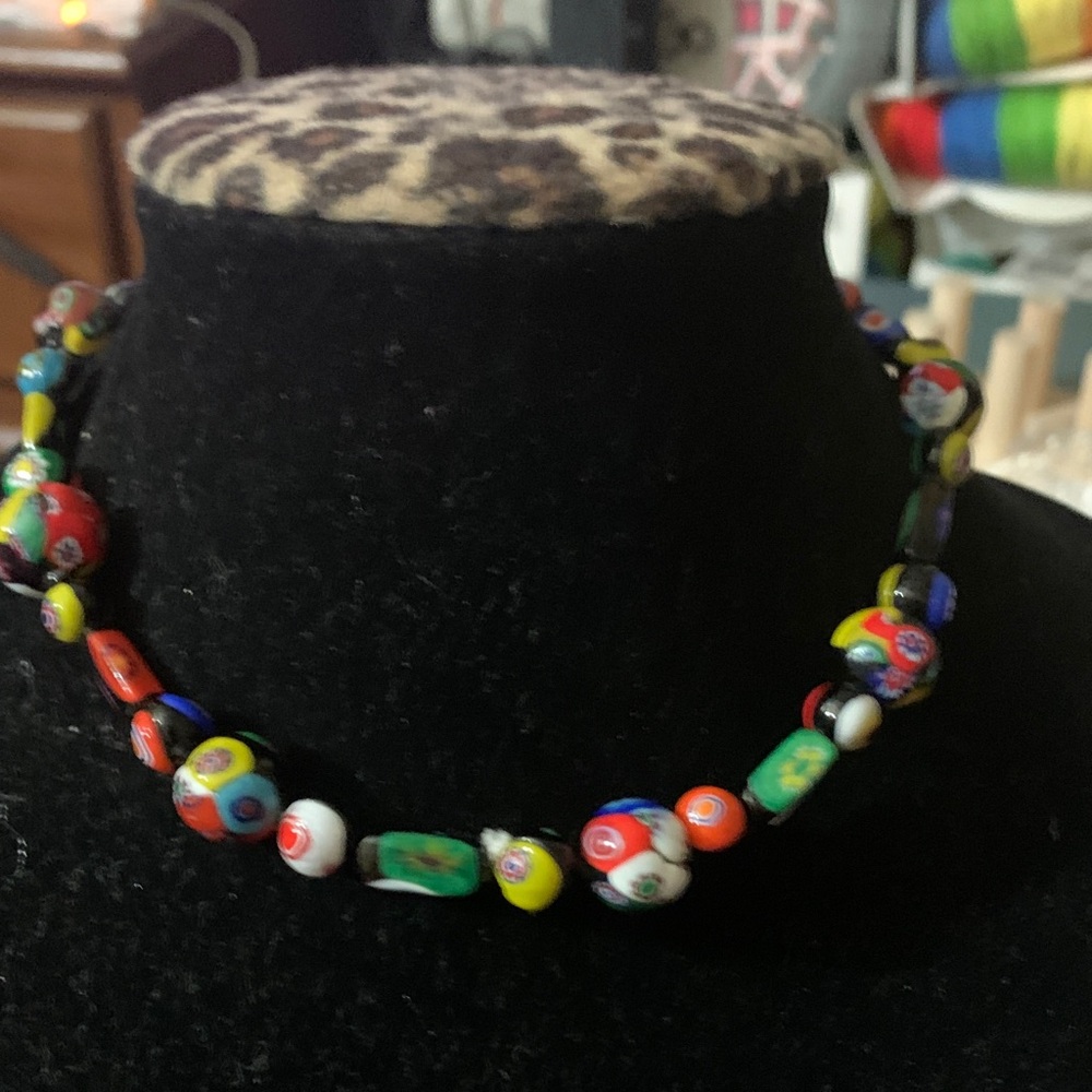 Venetian Murano Millefiori Beads known flowers Necklace